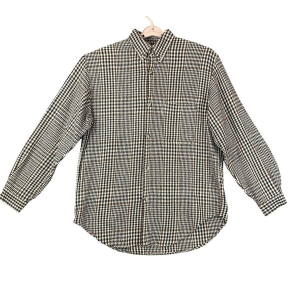 VTG Legal Jeans Mens Med Shirt Jacket Mid-Weight Houndstooth Plaid Button Up 90s - Picture 1 of 7